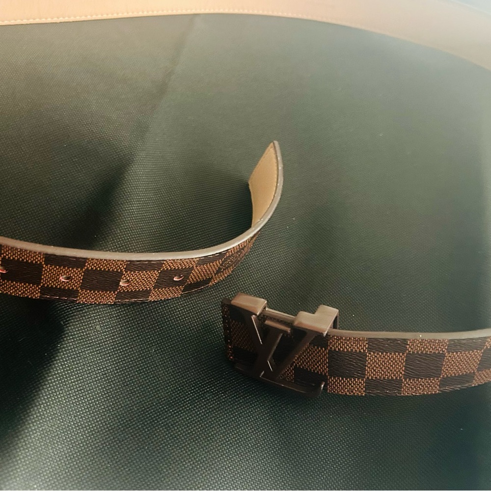 Louis Vuitton Brown Checkered Leather Belt